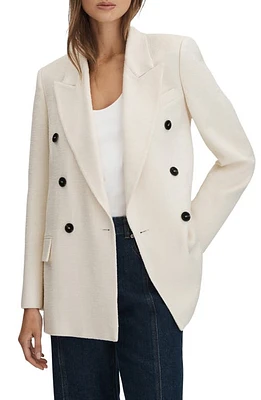 Reiss Bronte Textured Double-Breasted Blazer White at Nordstrom,