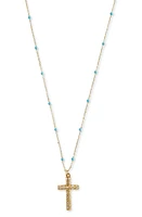 Argento Vivo Sterling Silver Turquoise Station Cross Pendant Necklace in Gold at Nordstrom