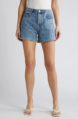 Rails Zuma Floral Embroidered High Waist Cutoff Denim Shorts Flower Field at Nordstrom,