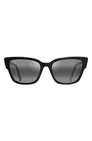 Maui Jim Kou 55mm Polarized Cat Eye Sunglasses in Black Gloss at Nordstrom