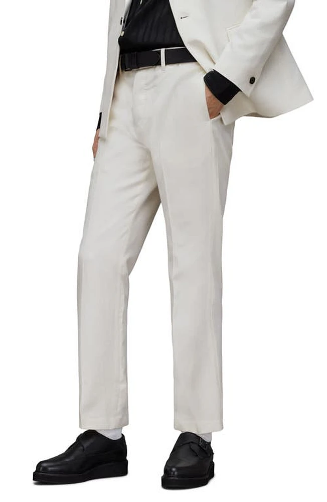 AllSaints Canis Straight Leg Cotton & Wool Pants Chalk White at Nordstrom,