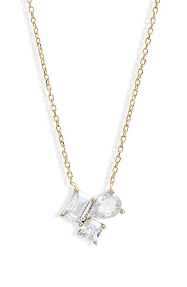 SHYMI Cubic Zirconia 3-Stone Pendant Necklace in Gold at Nordstrom