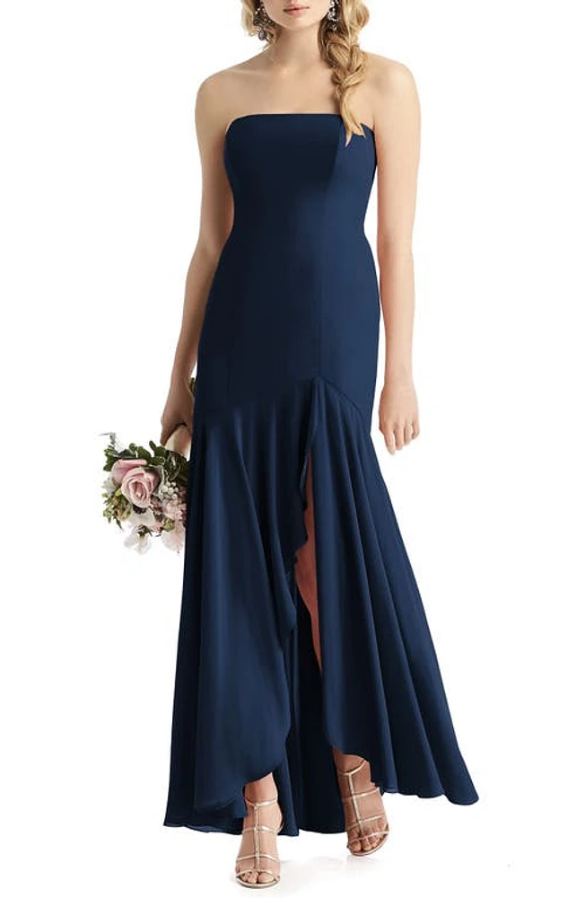 After Six Strapless High/Low Matte Chiffon Gown Midnight at Nordstrom,