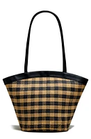 Madewell Market Check Woven Straw Basket Tote in Black Coal Multi at Nordstrom