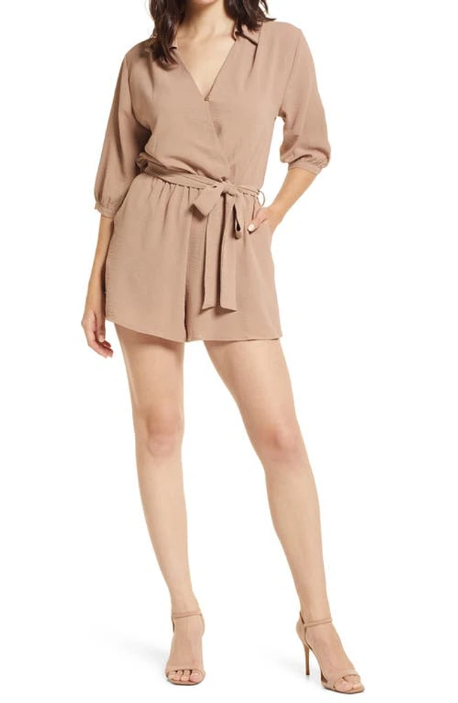 Fraiche by J Balloon Sleeve Tie Front Romper at Nordstrom,