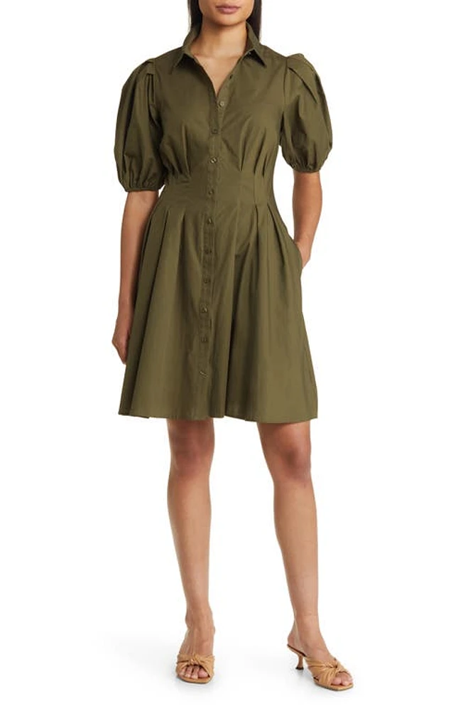 Eliza J Puff Sleeve Cotton Shirtdress at Nordstrom,