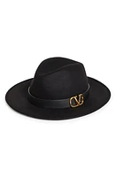 Valentino Garavani VLOGO Wool Felt Fedora in N01 Nero/Nero at Nordstrom, Size Medium