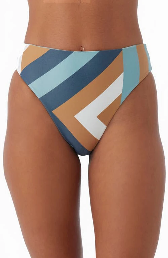 O'Neill Soli Geo Maxi High Waist Bikini Bottoms Blue Multi Colored at Nordstrom,