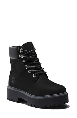 Timberland Stone Street Waterproof Platform Boot Black Nubuck at Nordstrom,