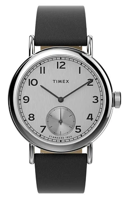 Timex Standard Leather Strap Watch, 40mm in Black at Nordstrom, Size 40 Mm