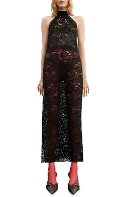 MANGO Halter Neck Lace Dress in Black at Nordstrom, Size 4