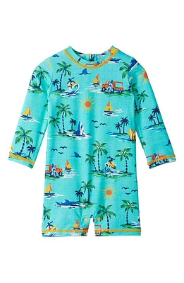 Hatley Holiday Long Sleeve One-Piece Rashguard Swimsuit Blue at Nordstrom,