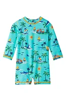 Hatley Holiday Long Sleeve One-Piece Rashguard Swimsuit Blue at Nordstrom,