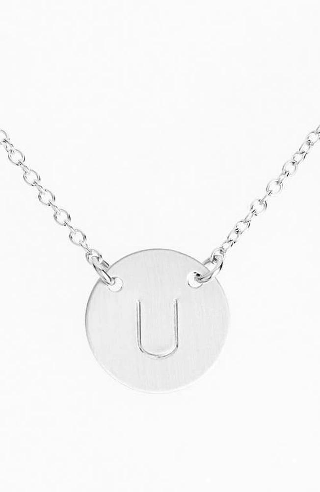 Nashelle Sterling Silver Initial Disc Necklace in Sterling Silver U at Nordstrom