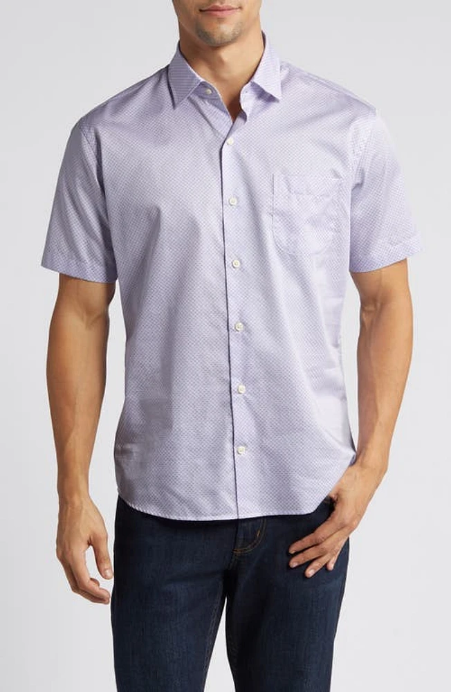 Peter Millar Crown First Squeeze Short Sleeve Cotton Button-Up Shirt Palmer Pink/blue at Nordstrom,