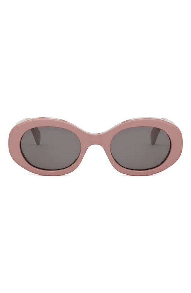 CELINE Triomphe 52mm Oval Sunglasses in Shiny Pink /Smoke at Nordstrom