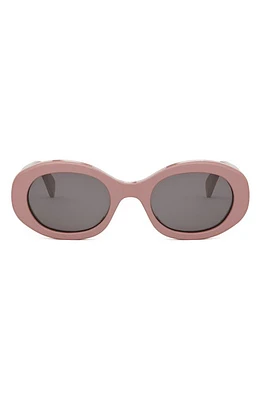 CELINE Triomphe 52mm Oval Sunglasses in Shiny Pink /Smoke at Nordstrom