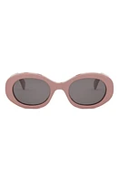 CELINE Triomphe 52mm Oval Sunglasses in Shiny Pink /Smoke at Nordstrom