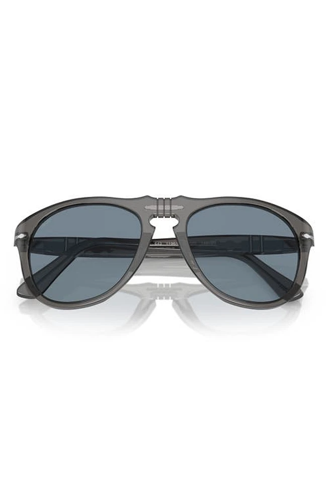 Persol 56mm Pilot Sunglasses in Transparent Grey at Nordstrom