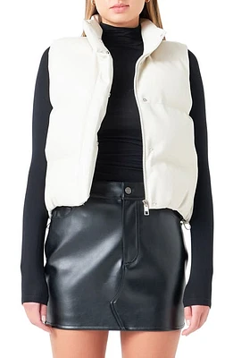 Grey Lab Faux Leather Crop Puffer Vest at Nordstrom,