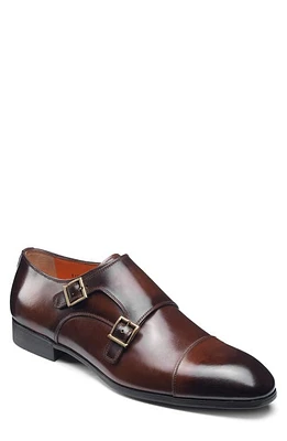 Santoni Inca Double Monk Strap Shoe Dark Brown at Nordstrom,