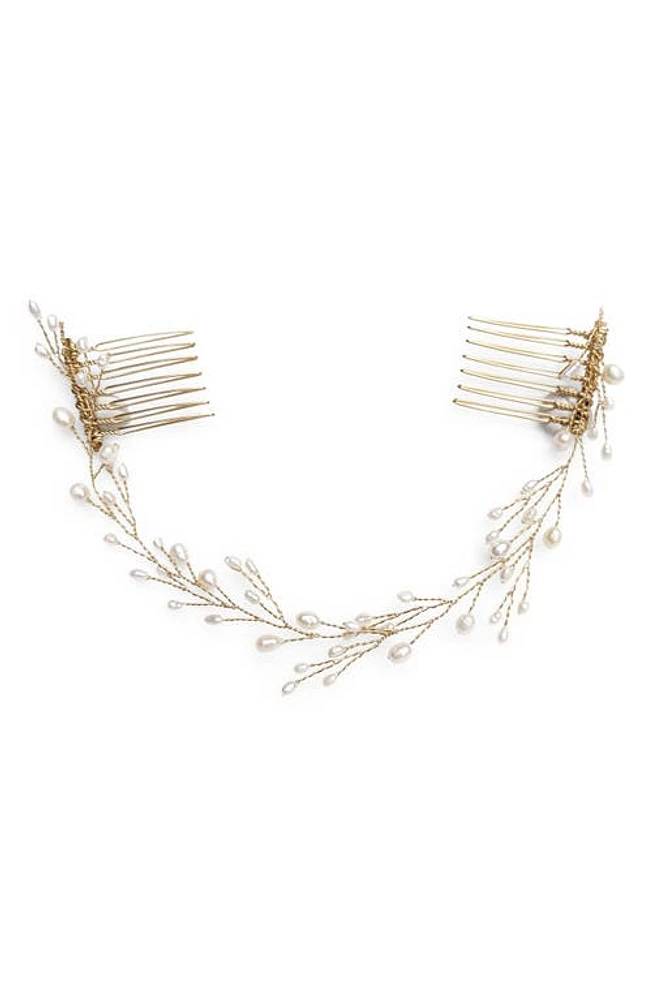 Brides & Hairpins Leona Pearl & Crystal Halo Comb in Gold at Nordstrom