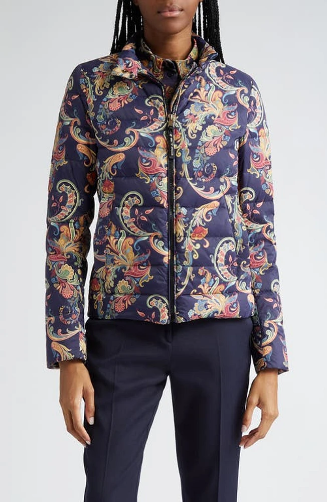 Etro Paisley Down Puffer Jacket Navy Multi at Nordstrom, Us