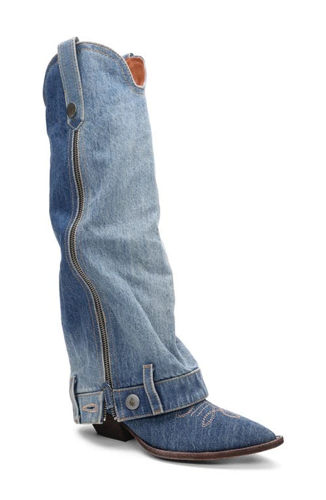 Ash Desperado Denim Sleeve Western Boot Blue Wash at Nordstrom,