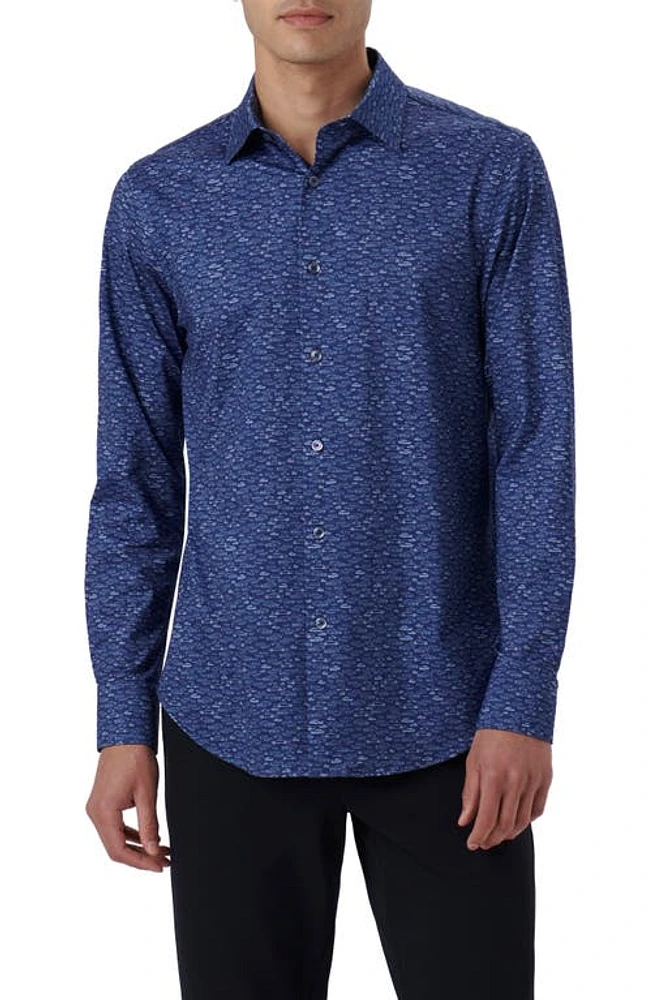 Bugatchi James OoohCotton Car Print Button-Up Shirt Night Blue at Nordstrom,