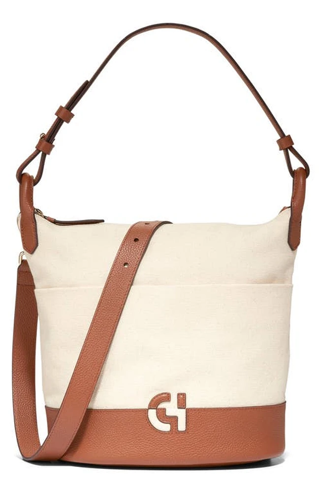 Cole Haan Essential Soft Canvas & Leather Bucket Bag in Natural/British Tan at Nordstrom