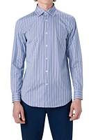 Bugatchi OoohCotton Stripe Button-Up Shirt Classic Blue at Nordstrom,