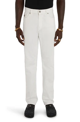 Versace Medusa Buckle Straight Leg Jeans White at Nordstrom,