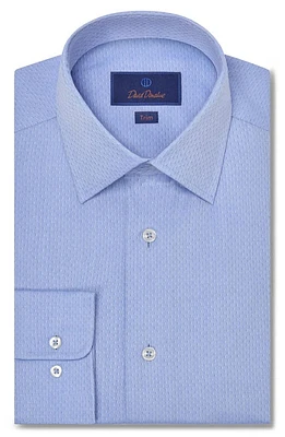 David Donahue Trim Fit Neat Textured Dress Shirt Sky at Nordstrom,