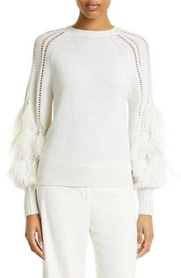 KOBI HALPERIN Kai Space Dye Feather Sweater in Ivory at Nordstrom, Size Large