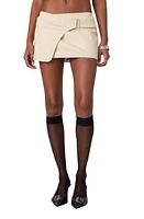 EDIKTED Belted Wrap Miniskirt Beige at Nordstrom,