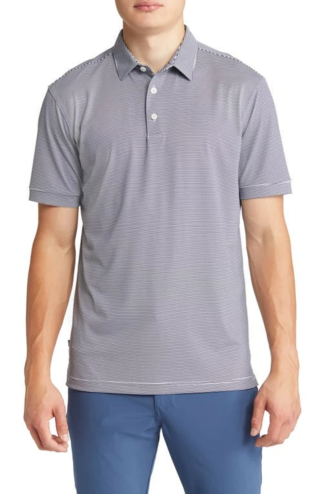 Mizzen+Main Men's Versa Stripe Performance Golf Polo in Navy Light Blue Stripe at Nordstrom, Size Small