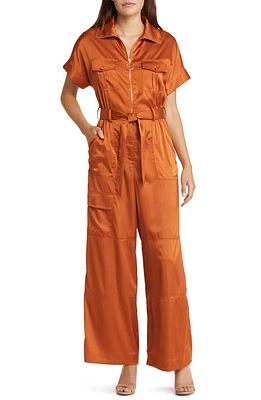 Hutch Kerrigan Satin Utility Jumpsuit in Copper at Nordstrom, Size Medium