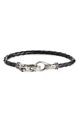 John Varvatos Braided Leather Bracelet in Black at Nordstrom