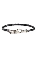 John Varvatos Braided Leather Bracelet in Black at Nordstrom