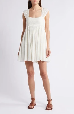 Free People Heartland Embroidered Bodice Cotton Minidress Ivory Combo at Nordstrom,