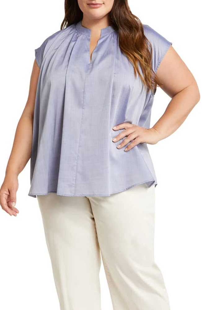 HARSHMAN Finch Cotton Popover Top Ice Blue at Nordstrom,