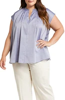 HARSHMAN Finch Cotton Popover Top Ice Blue at Nordstrom,