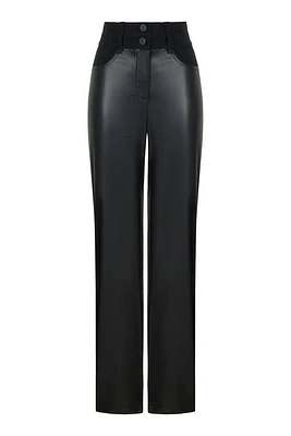 Nocturne Double Waisted Straight Pants in Black at Nordstrom