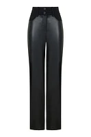 Nocturne Double Waisted Straight Pants in Black at Nordstrom