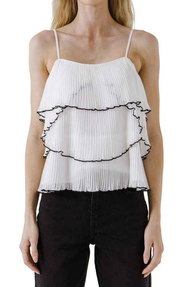 Endless Rose Tiered Ruffle Camisole in White at Nordstrom, Size Small