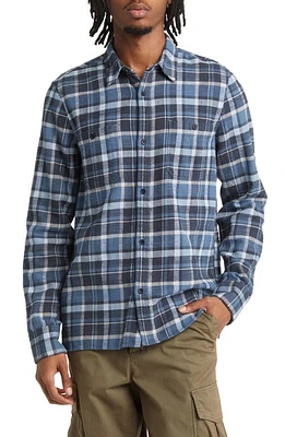 Officine Générale Ahmad Plaid Flannel Button-Up Shirt Storm Blue/Fadeblu/Blue at Nordstrom,