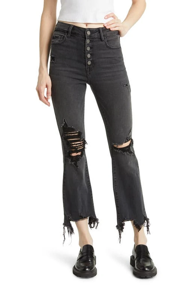 HIDDEN Jeans Distressed Button Fly Straight Leg Black at Nordstrom,