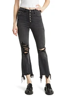 HIDDEN Jeans Distressed Button Fly Straight Leg Black at Nordstrom,