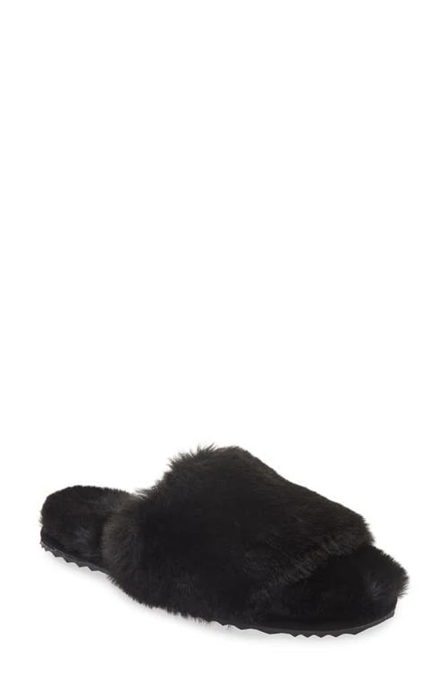 Apparis Diana Faux Fur Slide Slipper in Noir at Nordstrom, Size 10 M