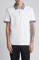 Open Edit Houndstooth Collar Zip Polo at Nordstrom,